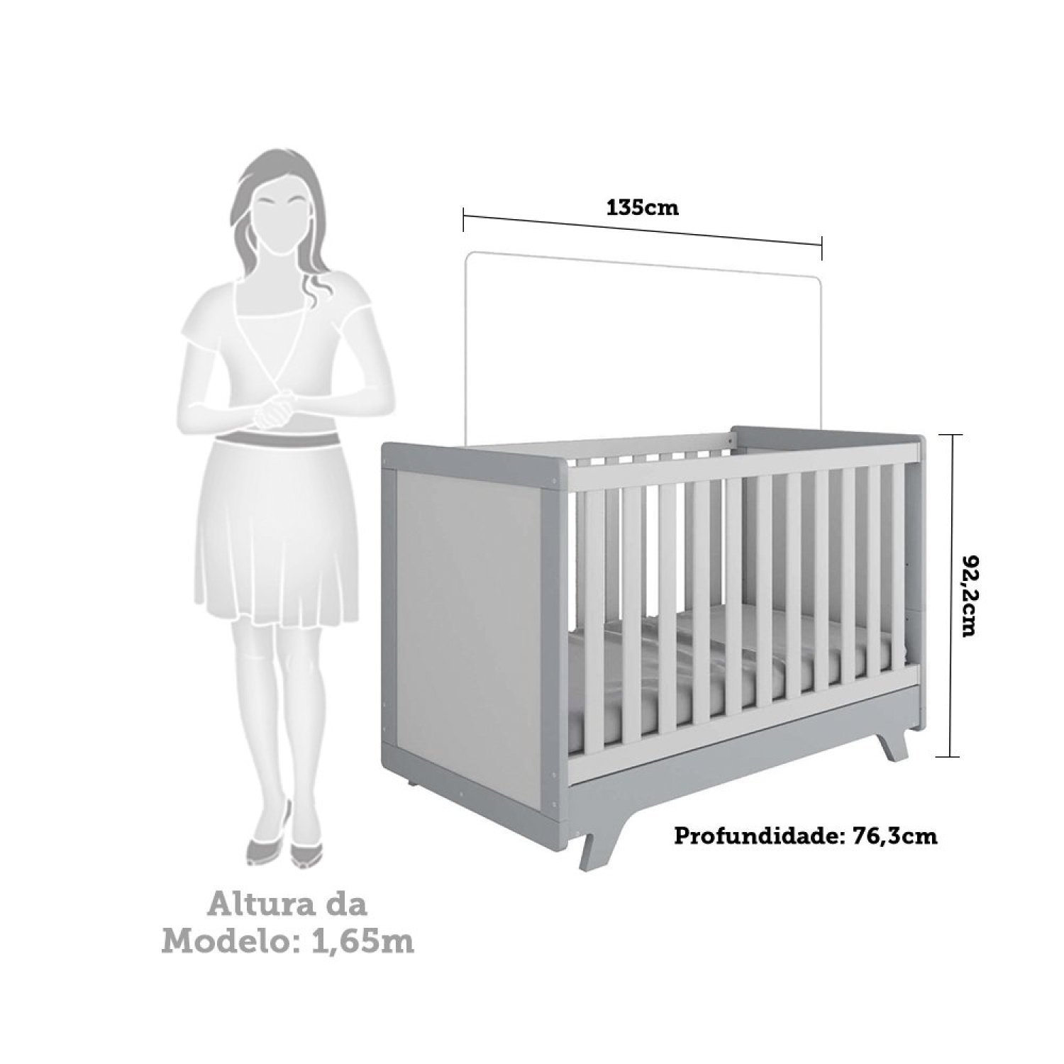 Quarto de Bebê com Cômoda e Berço 100% MDF Jolie Retrô - 4