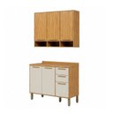 Ver imagem 2 de Cozinha Modulada Compacta 2 Peças 6 Portas MDF 120cm Malta Espresso Móveis Bege/Amêndoa/Off-White