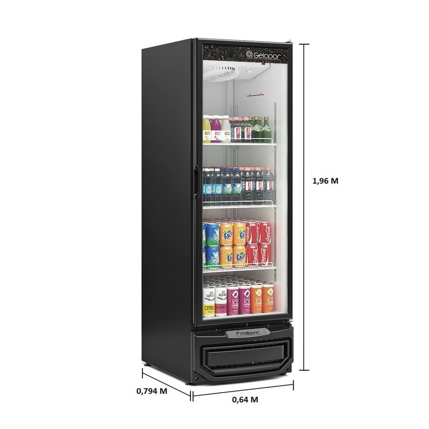 Refrigerador Vertical Bebidas, Frios e Laticinios 578 Litros Porta de Vidro GRV-57 PR Gelopar Preto 127v - 2