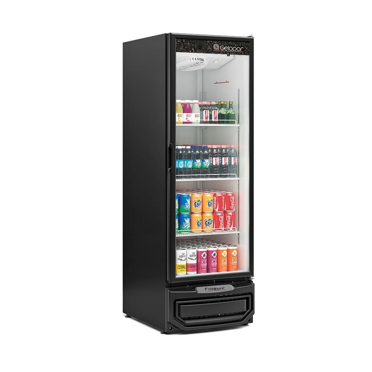 Refrigerador Vertical Bebidas, Frios e Laticinios 578 Litros Porta de Vidro GRV-57 PR Gelopar Preto 127v