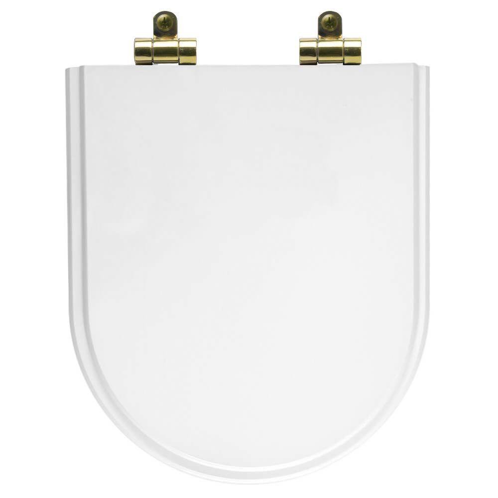 Assento Sanitário Poliéster Soft Close Carrara Branco para Vaso Deca com Ferragem Dourada