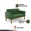 Ver imagem 3 de Poltrona Namoradeira Decorativa Isabella Pés Fixo em Madeira Castanho Suede Verde G19 - Gran Belo
