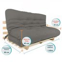 Ver imagem 5 de Sofa Cama Futon Oriental King Cinza Madeira Maciça Pinus Natural sem Pintura