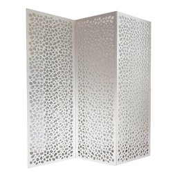 Biombo 3 Folhas 129X180cm Mdf Modelo 22 Branco Vazado - 1