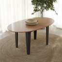 Ver imagem 1 de Mesa de Jantar Oval Extensível 4 Lugares 159cm Marrom/Freijó/Preto