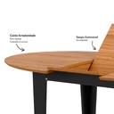Ver imagem 5 de Mesa de Jantar Oval Extensível 4 Lugares 159cm Marrom/Freijó/Preto