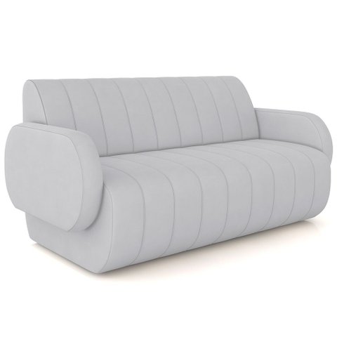 Sofá 3 Lugares Sala Living Orgânico 188cm Fávara K01 Veludo Cinza - Lyam Decor