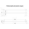 Porta Toalha de Banho Duplo 51cm Inox Polido Square Ducon Metais - 3