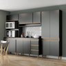 Armário de Cozinha Modulada Torre Quente Sabrina 280x200cm 4 Peças Mdp Preto Menu Móveis - 1