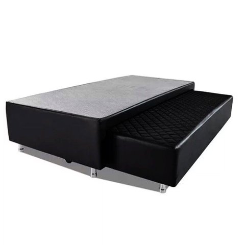 Cama Box Bicama Auxiliar Solteiro Corino Espuma 8cm 40x78x188 Preto