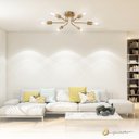 Ver imagem 3 de Lustre Luminária de Teto Plafon Aster Sputnik Aranha 6 Braços E27 Dourado Quarto Sala Cozinha