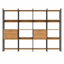 Ver imagem 3 de Kit 4 Estantes para Livros 2 Portas 20 Prateleiras Estilo Industrial Lâmina Mel/Preto - BRV Móveis