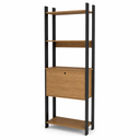 Ver imagem 4 de Kit 4 Estantes para Livros 2 Portas 20 Prateleiras Estilo Industrial Lâmina Mel/Preto - BRV Móveis