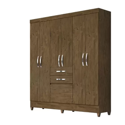 Guarda Roupa Casal 6 portas 2 portas New Mafra Castanho Wood - Moval - 3