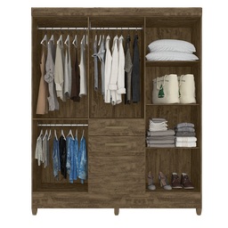 Guarda Roupa Casal 6 portas 2 portas New Mafra Castanho Wood - Moval - 2