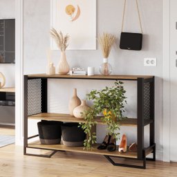 Aparador Industrial para Sala com Laterais Teladas P1021 Preto Mel - 1 Aparador Industrial para Sala com Laterais Teladas P1021 Preto Mel - 1