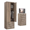 Ver imagem 1 de Guarda-roupa 2 Portas 3 Gavetas Modular 1303 Ilan Castanho