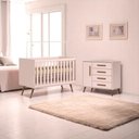 Ver imagem 2 de Conjunto Infantil Retrô Rosa Quasar: Berço Quasar Mini Cama + Cômoda Diana