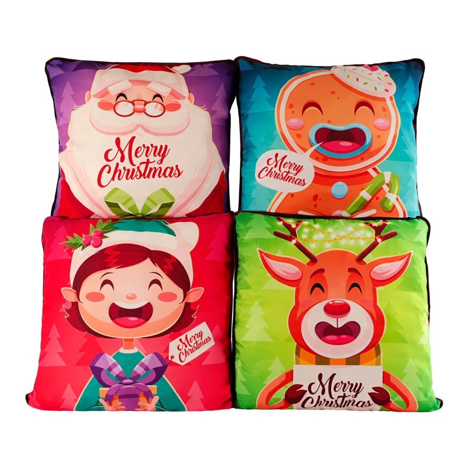 Kit de Almofadas Cheias Natalina Papai Noel 4 Peças Dourados - 1