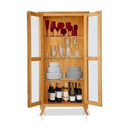 Cristaleira Madeira Maciça Alta Vintage Bella Luna Azul/imbuia - 3