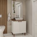 Ver imagem 1 de Conjunto de Banheiro Modulado 100% MDF Americano 2 Peças Iluminata Branco/Ébano