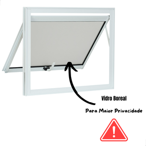 Janela Basculante Vitrô de Banheiro Maxim-ar Tamanho 60 Cms Altura 60 Cms Largura em Aluminio Branco
