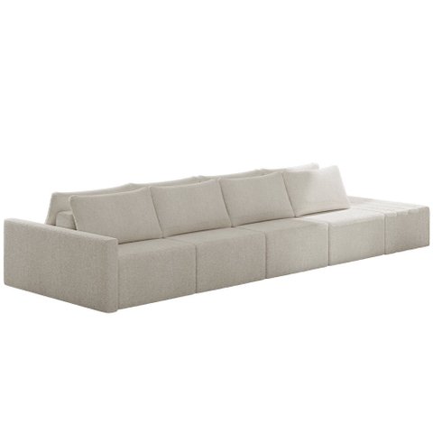 Sofá Ilha Modular para Sala 432cm com Puff Dublin K01 Bouclê Bege - Lyam Decor