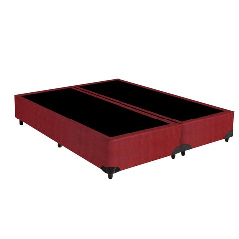 Base Box Queen Bipartido Suede Vinho 38x158x198