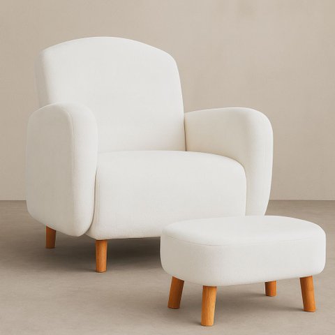 Poltrona Amamentação Orgânica Mood Tecido Bouclé Premium - Bege