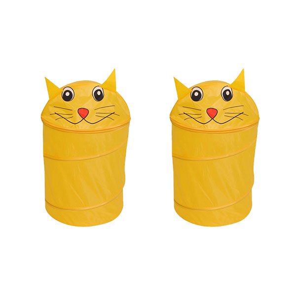 Kit 2 Cesto de Roupas Organizador Brinquedos Dobrável Animais Bichinhos Infantil Multiuso - Gatinho 