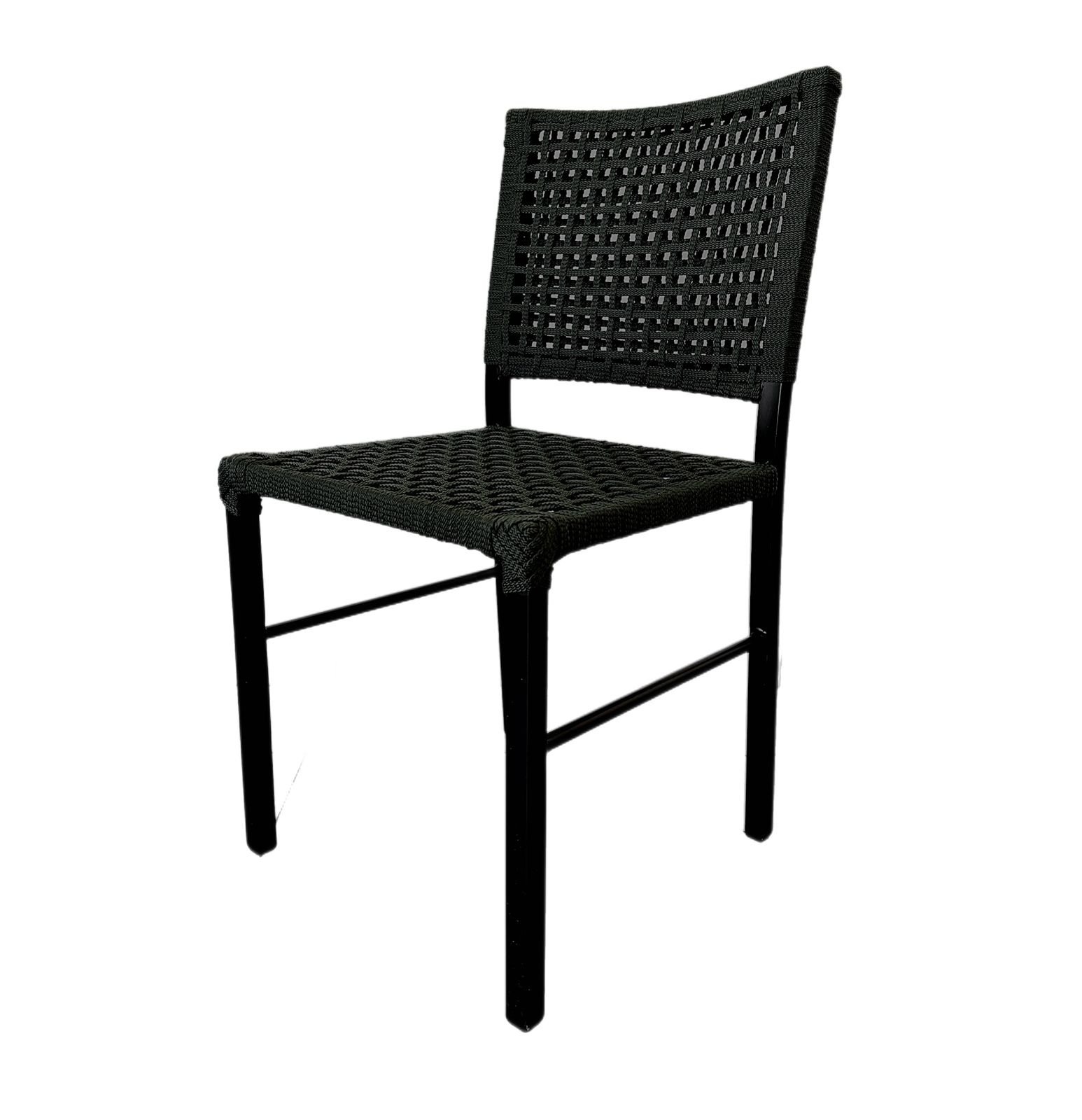 Cadeira Camila Corda Náutica e Alumínio Preta - 1