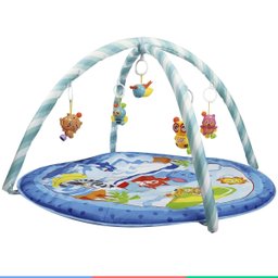 Tapete De Atividades Infantil Ginásio Tapete com Arco Brinquedos Animais Jumbo Azul Kababy - 5