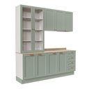 Ver imagem 3 de Cozinha Planejada Compacta 4 Peças com Armário Aéreo 2 Portas Vidro Arizona CabeCasa MadeiraOriginals Verde