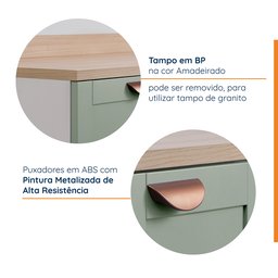 Cozinha Modulada Compacta 4 Peças com Armário Aéreo 2 Portas Vidro Arizona CabeCasa MadeiraMadeira - 5