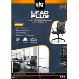 Cadeira Office Leap Plus, Elg, Och05, Ajuste de Altura, Apoio Braços, Espuma D27, até 120kg, Preto - 7