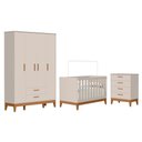 Ver imagem 1 de Dormitório Infantil Flip Guarda Roupa 4 Portas, Cômoda 4 Gavetas e Berço Areia Fosco - Reller Mó