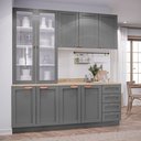 Ver imagem 1 de Cozinha Modulada Compacta 4 Peças com Armário Aéreo 2 Portas Vidro Arizona CabeCasa MadeiraOriginals Cinza