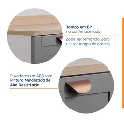 Cozinha Modulada Compacta 4 Peças com Armário Aéreo 2 Portas Vidro Arizona CabeCasa MadeiraMadeira - 5