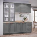 Ver imagem 2 de Cozinha Modulada Compacta 4 Peças com Armário Aéreo 2 Portas Vidro Arizona CabeCasa MadeiraOriginals