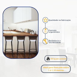 Kit 3 Banquetas para Cozinha Banco Alto Junco Argila Balcão Ilha Bancada Bares Piscina Área Gourmet - 3