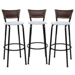 Kit 3 Banquetas para Cozinha Banco Alto Junco Argila Balcão Ilha Bancada Bares Piscina Área Gourmet - 1