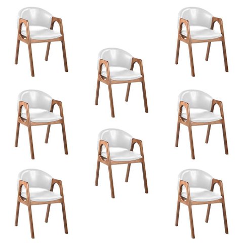 Kit 8 Cadeiras Decorativa Sala de Jantar Luxo Larissa Facto Branco - Mozzelar