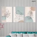 Ver imagem 1 de Kit 03 Quadros Decorativos - Arte Abstrata Minimalista Folhas e Ramos Abg042 - Vidro 60x80cm