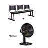 Cadeira para Recepção Plástica 3 Lugares Leve Mais Brinde Ventilador Ventimais 30cm - 1