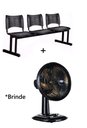 Ver imagem 1 de Cadeira para Recepção Plástica 3 Lugares Leve Mais Brinde Ventilador Ventimais 30cm