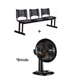 Cadeira para Recepção Plástica 3 Lugares Leve Mais Brinde Ventilador Ventimais 30cm - 1 Cadeira para Recepção Plástica 3 Lugares Leve Mais Brinde Ventilador Ventimais 30cm - 1
