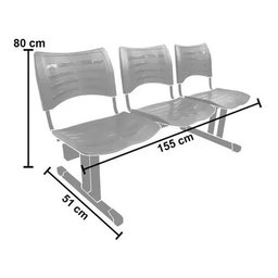 Cadeira para Recepção Plástica 3 Lugares Leve Mais Brinde Ventilador Ventimais 30cm - 8 Cadeira para Recepção Plástica 3 Lugares Leve Mais Brinde Ventilador Ventimais 30cm - 8