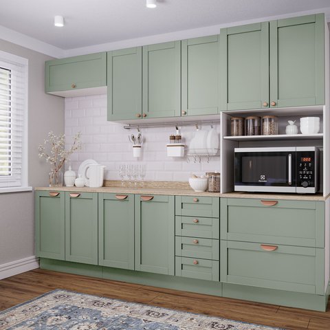 Cozinha Modulada 5 Peças Arizona CabeCasa MadeiraOriginals Verde/Menta