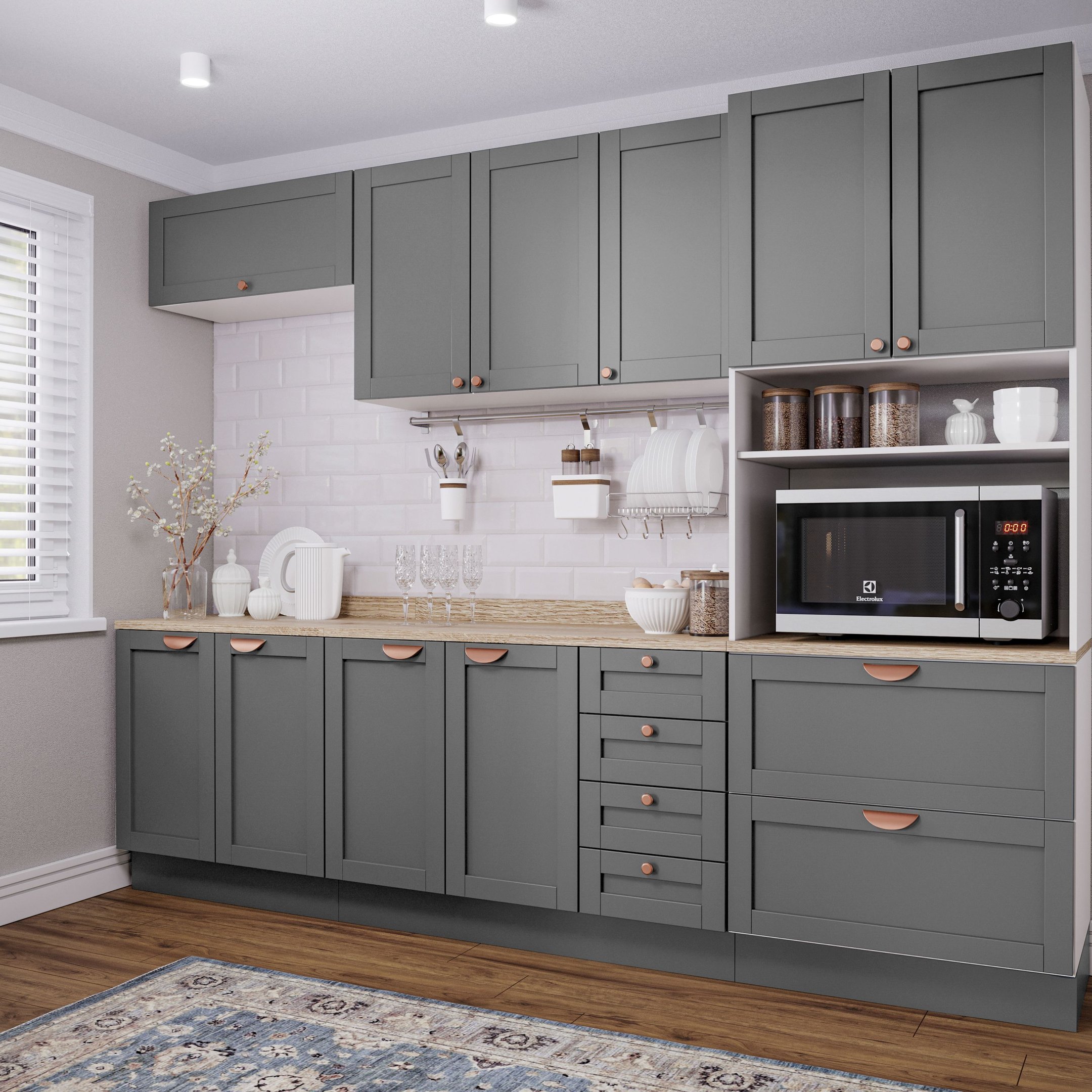 Cozinha Modulada 5 Peças Arizona CabeCasa MadeiraOriginals Cinza