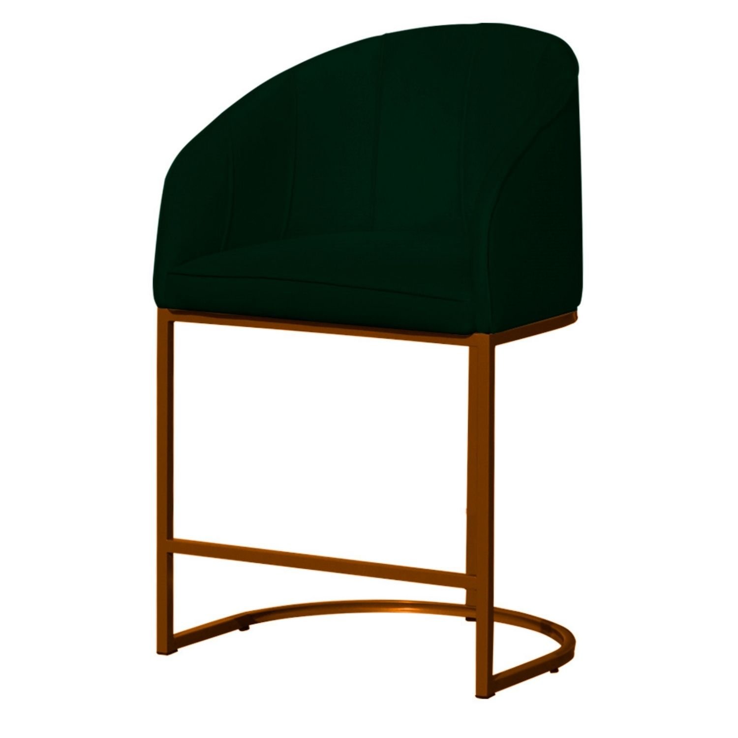 Kit 2 Banco Banqueta Poltrona Mia Base de Metal Bronze Suede Cor:verde - 7